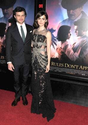 November 10, 2016 - Los Angeles, California, United States - November 10th 2016 - Los Angeles California USA - Actor ALDEN EHRENREICH, Actress LILY COLLINS at the AFI Film Festival Opening Night Premiere Rules Don t Apply held at the TCL Chinese Theater, Los Angeles, CA Los Angeles United States - ZUMAf05_ 20161110_zaf_f05_001