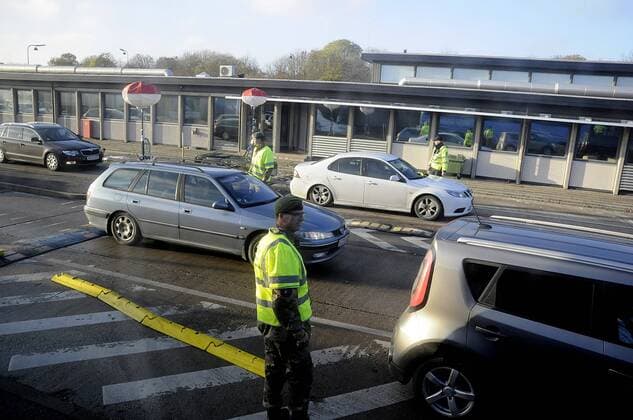 Rodby Denmark 12th. November 2016 Danish police at border control transports comming from Puttgarden Germany police check passport and vehicle at Rodby danish border control port .. 