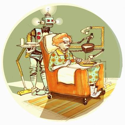 Roboter serviert alter Frau Suppe  AlexxGreen 10610024