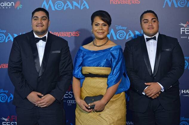 Tongan royals (L-) Hon. Etani Tuku aho, HRH Hon. Frederica Tuita and HSH Prince Tungi arrive at the world premiere of Walt Disney Animation Studios Moana at Hollywood s El Capitan Theatre in Los Angeles, California on November 14, 2016.  LAP20161114412 CHRISTINExCHEW