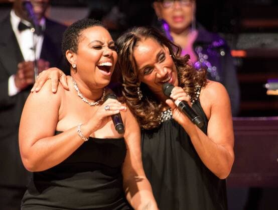 November 15, 2016 - Philadelphia, Pennsylvania, U.S - R&B singers, CAROL RIDDICK and KATHY SLEDGE, performing at the Marian Anderson Award show in Philadelphia Pa. The 2016 Award was presented to Leon Huff, Kenny Gamble and Patti LaBelle Philadelphia U.S. - ZUMArf1_ 20161115_zaf_rf1_004