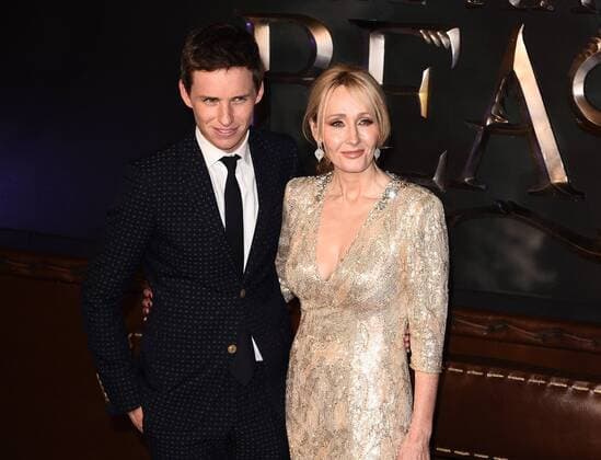 Fantastic Beasts And Where To Find Them London, UK Eddie Redmayne and J.K. Rowling at The European Premiere of Fantastic Beasts And Where To Find Them held at Odeon Leicester Square, London on Tues 15 November 2016 LMK392-62756-161116 