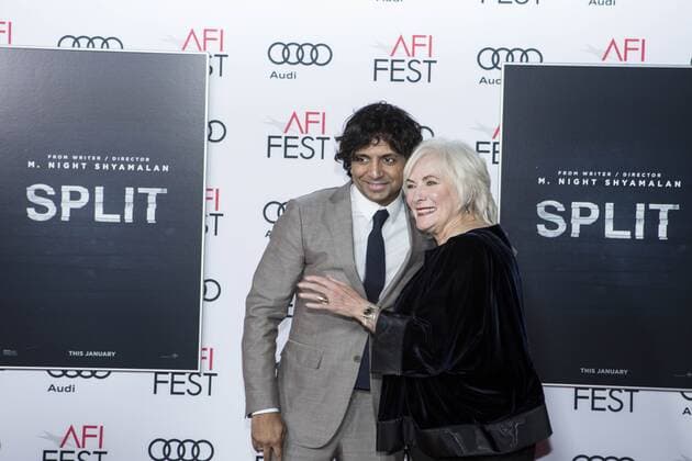 November 15, 2016 - Hollywood, California, United States - Director, writer, producer M Night Syamalan (L) with actress Betty Buckey (R) attend the premier of Split at AFI Fest 2016 presented by AUDI at TCL Chinese Theatre in Hollywood, CA on November 15th Hollywood United States  - ZUMAn230 20161116_zaa_n230_247