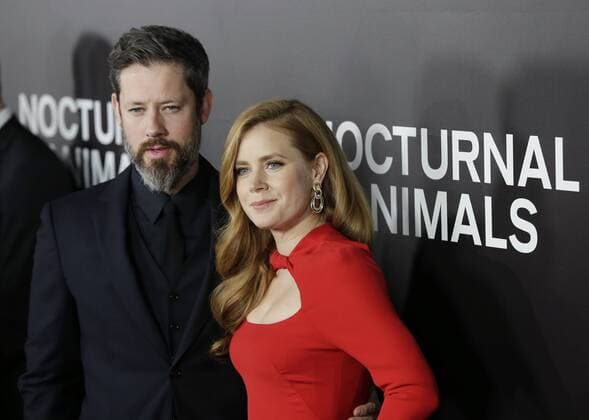 Amy Adams and Darren Le Gallo arrive on the red carpet at the Nocturnal Animals premiere at The Paris Theatre on November 17, 2016 in New York City.  NYP20161117106 JOHNxANGELILLO