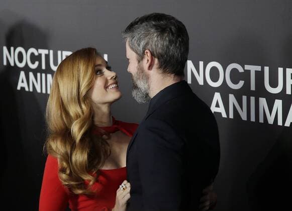 Amy Adams and Darren Le Gallo arrive on the red carpet at the Nocturnal Animals premiere at The Paris Theatre on November 17, 2016 in New York City.  NYP20161117116 JOHNxANGELILLO