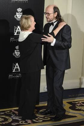The director of the academic Yvonne Blake and Santiago Segura attends to the photocall during the delivery of the Golden Medal of the Spanish Cinema Academic to Santiago Segura at Ritz Hotel in Madrid. November 18, Spain. 2016.  (20161118042)