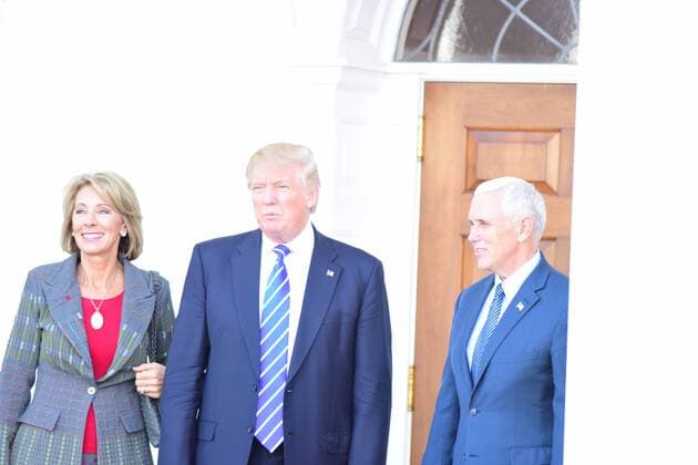Trump meets with brace of education candidates Continuing a day of one-on-one meetings with candidates for positions in his cabinet, President-elect Donald Trump met first with Michelle Rhee, and later with Betsy DeVos, two polar opposites thought to be in contention for the education portfolio.  AndyxKatz