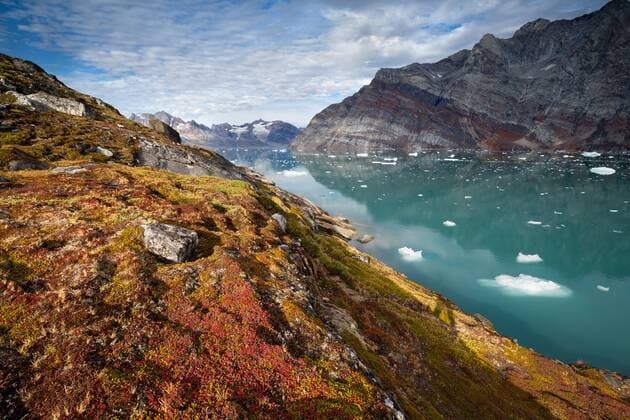 Europa; Skandinavien; Fjord; Wasser; Eis; Grönland; Ostgrönland: Landschaft am Knud Rasmussen Gletscher
