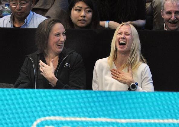 Tennis - 2016 ATP World Tour Finals at The O2 - Day Eight Singles Final: Andy Murray (Great Britain) vs. Novak Djokovic (Serbia) Actress Amanda Hart makes her friend burst out laughing at the match -  Mens singles Final
