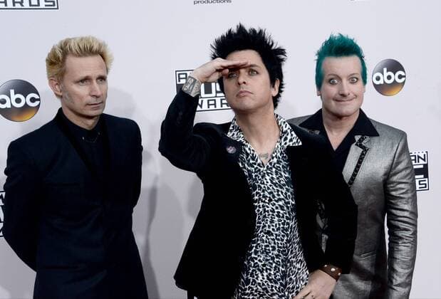 American Music Awards in Los Angeles (L-R) Musicians Mike Dirnt, Billie Joe Armstrong and Tre Cool of Green Day arrive for the 2016 American Music Awards held at Microsoft Theater in Los Angeles on November 20, 2016.  LAP20161120313 JIMxRUYMEN