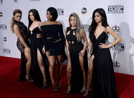 (L-R) Recording artists Dinah Jane Hansen, Lauren Jauregui, Normani Hamilton, Ally Brooke and Camila Cabello of musical group Fifth Harmony arrive for the 2016 American Music Awards held at Microsoft Theater in Los Angeles on November 20, 2016.  LAP20161120388 JIMxRUYMEN
