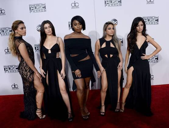 (L-R) Recording artists Dinah Jane Hansen, Lauren Jauregui, Normani Hamilton, Ally Brooke and Camila Cabello of musical group Fifth Harmony arrive for the 2016 American Music Awards held at Microsoft Theater in Los Angeles on November 20, 2016.  LAP20161120390 JIMxRUYMEN