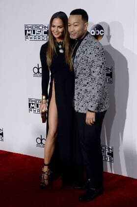 American Music Awards in Los Angeles Model Chrissy Teigen (L) and singer John Legend arrive for the 2016 American Music Awards held at Microsoft Theater in Los Angeles on November 20, 2016.  LAP20161120400 JIMxRUYMEN