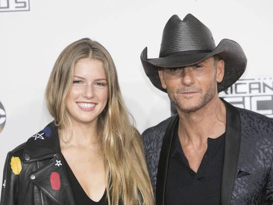 November 20, 2016 - Los Angeles, California, U.S - Tim McGraw and Maggie Elizabeth McGraw on the Red Carpet of the 2016 American Music Awards held on Sunday, November 20, 2016 at the Microsoft Theatre in Los Angeles, California. Los Angeles U.S. - ZUMAp124 20161120_zaa_p124_099