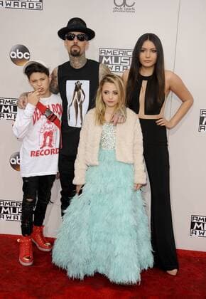 Travis Barker, stepdaughter Atiana De La Hoya, daughter Alabama & son Landon AMERICAN MUSIC AWARDS: ARRIVALS Los Angeles Patrick Rideaux PicturePerfect