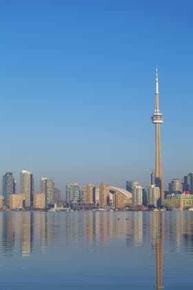 View of CN Tower and city skyline, Toronto, Ontario, Canada, North America Copyright: JanexSweeney 1104-430