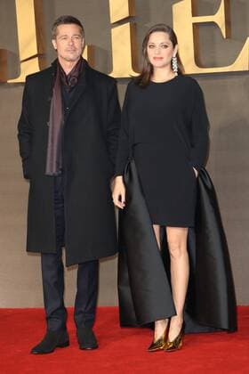 . 21 11 2016. London, United Kingdom. Brad Pitt and Marion Cotillard arriving at the Allied premiere in London.  xStephenxLockx xi-Imagesx IIM-13853-0017