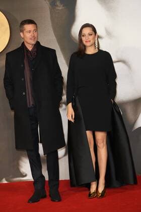 . 21 11 2016. London, United Kingdom. Brad Pitt and Marion Cotillard arriving at the Allied premiere in London.  xStephenxLockx xi-Imagesx IIM-13853-0021
