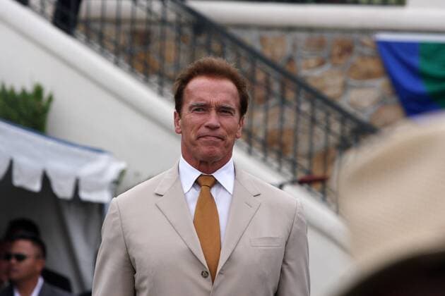 Aug 16, 2009 - Pebble Beach, California, USA - California Governor, ARNOLD SCHWARZENEGGER. The Terminator Governor s bomber jacket was auctioned off for charity for a $30,000. bid during the 59th Pebble Beach Concours d Elegance known as the world s most prestigiuos car show. The event was staged on the 18th fairway of the Pebble Beach golf link with the edge of the Pacific ocean as a back drop. Gov. Schwarzenegger was a secret special guest and was given a private tour of the Bentley collection. - ZUMAa07_ 20090816_mms_a07_469