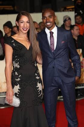 . 28 11 2016. London, United Kingdom. Mo Farah and wife arriving at the I am Bolt premiere in London.  xStephenxLockx xi-Imagesx IIM-13908-0024