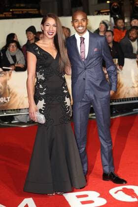 . 28 11 2016. London, United Kingdom. Mo Farah and wife arriving at the I am Bolt premiere in London.  xStephenxLockx xi-Imagesx IIM-13908-0026