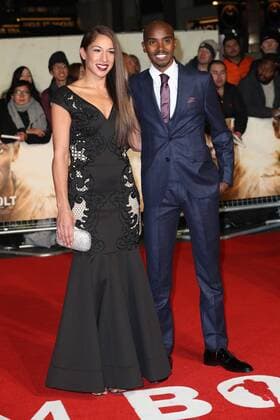 . 28 11 2016. London, United Kingdom. Mo Farah and wife arriving at the I am Bolt premiere in London.  xStephenxLockx xi-Imagesx IIM-13908-0027
