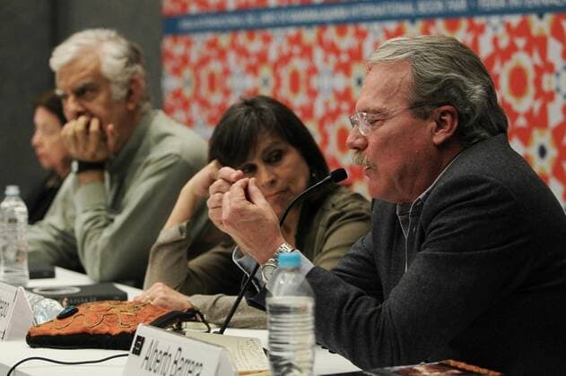 (L-R) Brazilian writer Nelida Pinon, Peruvian writer Alonso Cueto, Colombian writer Laura Restrepo and Venezuelan writer Alberto Jose, attend the panel What is Latin America? at the third day of the International Book Fair of Guadalajara in Guadalajara, Mexico, 28 November 2016. INTERNATIONAL BOOK FAIR OF GUADALAJARA !ACHTUNG: NUR REDAKTIONELLE NUTZUNG!  EPA 20161129-636159874651466742