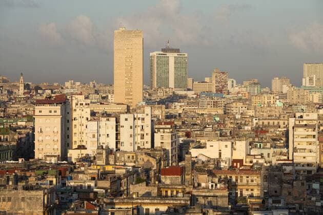 View over Havana Centro showing the city s dilapidated buildings, from the 9th floor restaurant of Hotel Seville, Havana Centro, Cuba Copyright: LeexFrost 321-5306