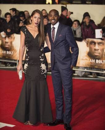 I Am Bolt Premiere London.UK. Mo Farah and Tania Nell at the World Premiere of I Am Bolt at Odeon Leicester Square. 28th November 2016. LMK386-62310-291116. 