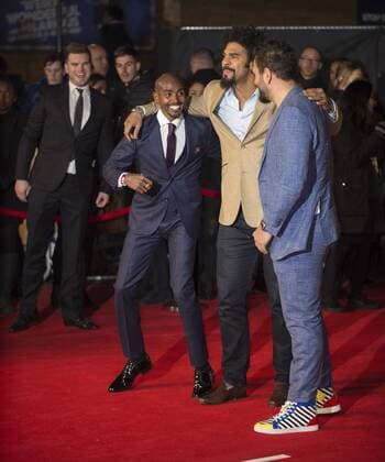 I Am Bolt Premiere London.UK. Mo Farah and David Haye at the World Premiere of I Am Bolt at Odeon Leicester Square. 28th November 2016. LMK386-62310-291116. 