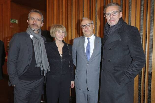 Jerome Salle, Jan Cousteau, Philippe Etienne und Lambert Wilson bei der Eröffnung der 16. Französischen Filmwoche Berlin mit der Premiere des Kinofilms Jacques - Entdecker der Ozeane L odyssee im Kino International. Berlin, 30.11.2016 Foto:xO.xWoellnerx xFuturexImage
