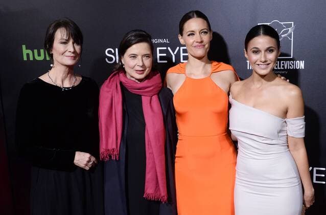 Cast members Mel Harris, Isabella Rossellini, KaDee Strickland and Emmanuelle Chriqui (L-R) attend the premiere of Hulu s television drama series Shut Eye at the ArcLight Cinema Dome in the Hollywood section of Los Angeles on December 1, 2016. Storyline: Charlie Haverford is a scammer with a small chain of fortune-telling storefronts and contracts building tricks for a family that controls the business in the greater chunk of Los Angeles.  LAP2016120120 JIMxRUYMEN