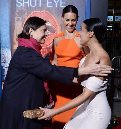Cast members Isabella Rossellini, KaDee Strickland and Emmanuelle Chriqui (L-R) attend the premiere of Hulu s television drama series Shut Eye at the ArcLight Cinema Dome in the Hollywood section of Los Angeles on December 1, 2016. Storyline: Charlie Haverford is a scammer with a small chain of fortune-telling storefronts and contracts building tricks for a family that controls the business in the greater chunk of Los Angeles.  LAP2016120115 JIMxRUYMEN