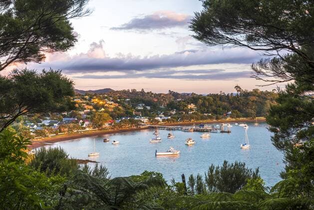 Russell at sunset, Bay of Islands, Northland Region, North Island, New Zealand, Pacific Copyright: MatthewxWilliams-Ellis 1109-2816