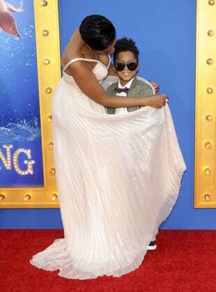 Jennifer Hudson & son David Otunga Jr SING FILM PREMIERE Los Angeles Patrick Rideaux PicturePerfect