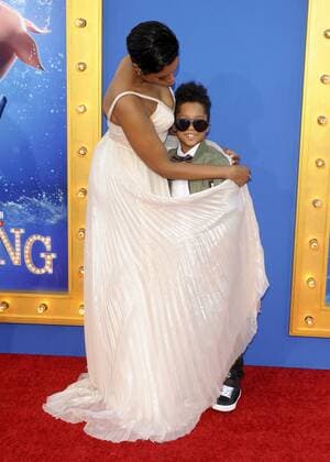 Jennifer Hudson & son David Otunga Jr SING FILM PREMIERE Los Angeles Patrick Rideaux PicturePerfect
