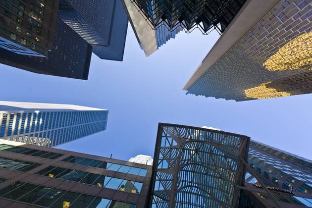 Low angle view of skyscrapers, Bay Street, Toronto, Ontario, Canada, North America Copyright: StuartxDee 821-198