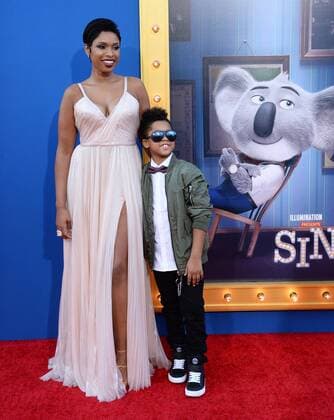 Cast member Jennifer Hudson, the voice of Young Nana Noodleman in the animated motion picture comedy Sing and her son David Daniel Otunga, Jr., attend the premiere of the film at the Microsoft Theater in Los Angeles on December 3, 2016. Storyline: A koala named Buster Moon has one final chance to restore his theater to its former glory by producing the world s greatest singing competition.  LAP2016120310 JIMxRUYMEN