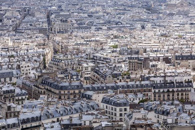 Looking across the rooftops of Paris from Montmartre, Paris, France, Europe Copyright: JulianxElliott Editorial Use Only 849-1452