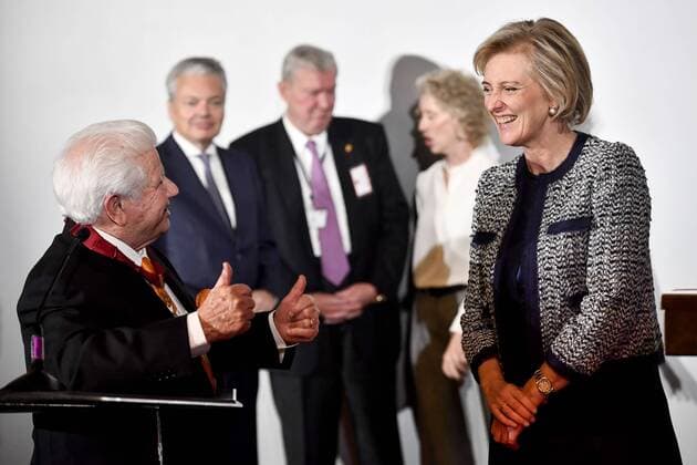 Lee Roy Mitchell, Founder and Chairman of the Board Cinemark and Princess Astrid of Belgium pictured during a visit to Cinemark on the fourth day of the economic mission of Belgium s Princess Astrid in Texas, United States, Tuesday 06 December 2016, in Austin.  DIRKxWAEM 04991753
