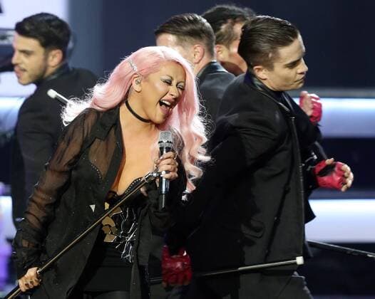 MOSCOW, RUSSIA - DECEMBER 7, 2016: American singer and songwriter Christina Aguilera performs during the first Russian National Music Awards ceremony at the State Kremlin Palace. Vyacheslav Prokofyev TASS  TS03A47A