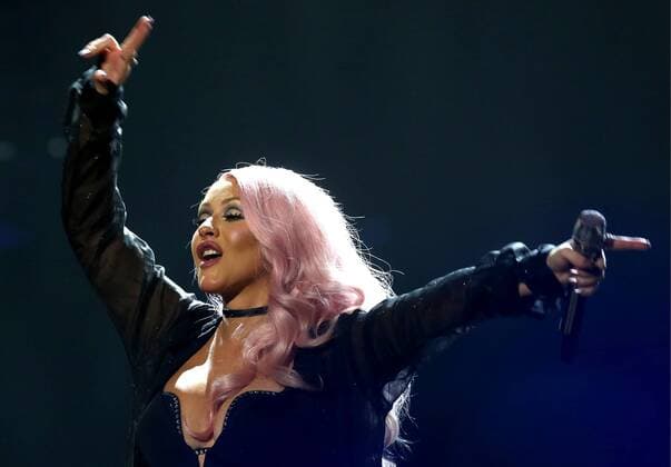MOSCOW, RUSSIA - DECEMBER 7, 2016: American singer and songwriter Christina Aguilera performs during the first Russian National Music Awards ceremony at the State Kremlin Palace. Vyacheslav Prokofyev TASS  TS03A481