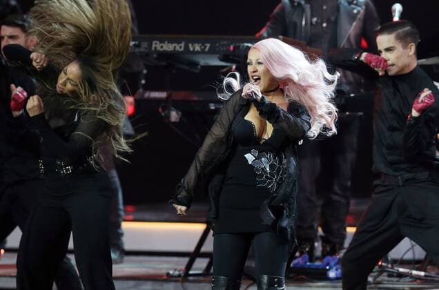 MOSCOW, RUSSIA - DECEMBER 7, 2016: American singer and songwriter Christina Aguilera performs during the first Russian National Music Awards ceremony at the State Kremlin Palace. Vyacheslav Prokofyev TASS  TS03A486