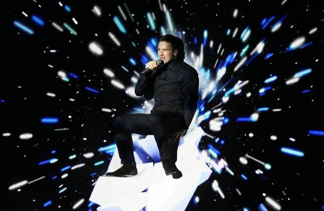 MOSCOW, RUSSIA - DECEMBER 7, 2016: Russian singer Sergey Lazarev performs during the First Russian National Music Awards ceremony at the State Kremlin Palace. Vyacheslav Prokofyev TASS  TS03A4A1