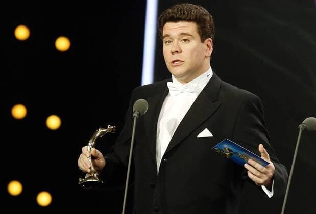 MOSCOW, RUSSIA - DECEMBER 7, 2016: Russian pianist Denis Matsuev, the Instrumentalist of the Year nomination winner, receives a prize during the First Russian National Music Awards ceremony at the State Kremlin Palace. Vyacheslav Prokofyev TASS  TS03A4AE