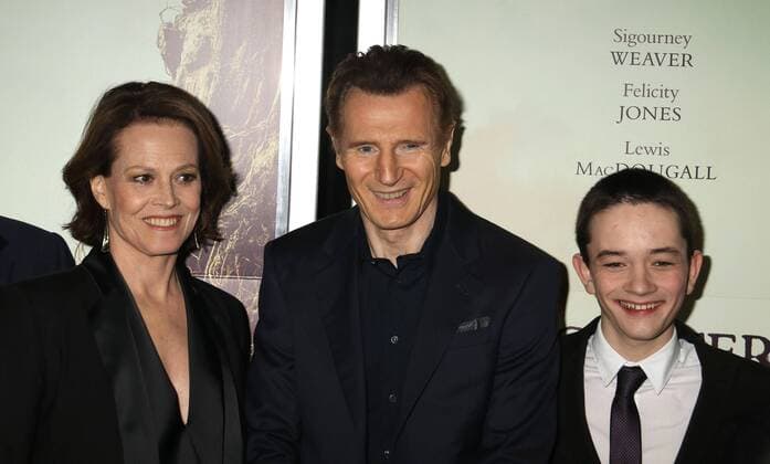 December 7, 2016 - New York, New York, U.S. - Actress SIGOURNEY WEAVER, actors LIAM NEESON and LEWIS MACDOUGALL attend the New York premiere of A Monster Calls held at Loews Lincoln Square. New York U.S. - ZUMAk03_ 20161207_zaf_k03_034