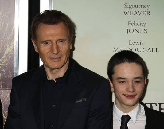 December 7, 2016 - New York, New York, U.S. - Actors LIAM NEESON and LEWIS MACDOUGALL attend the New York premiere of A Monster Calls held at Loews Lincoln Square. New York U.S. - ZUMAk03_ 20161207_zaf_k03_053
