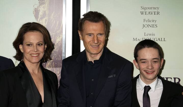 December 7, 2016 - New York, New York, U.S. - Actress SIGOURNEY WEAVER, actors LIAM NEESON and LEWIS MACDOUGALL attend the New York premiere of A Monster Calls held at Loews Lincoln Square. New York U.S. - ZUMAk03_ 20161207_zaf_k03_055