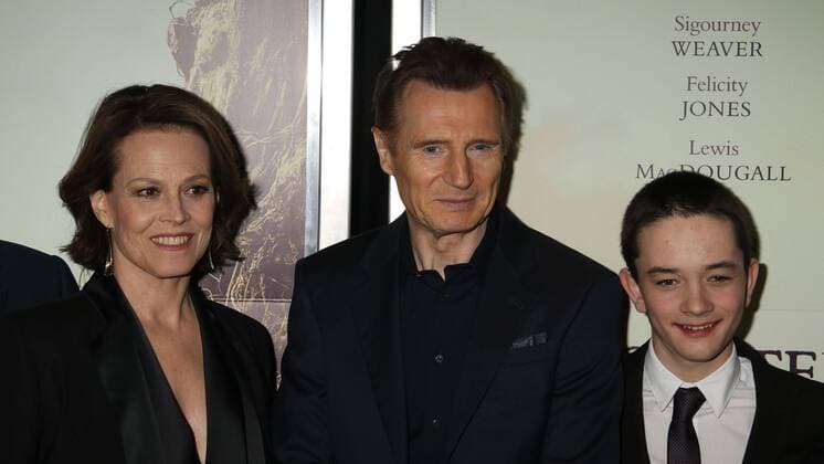 December 7, 2016 - New York, New York, U.S. - Actress SIGOURNEY WEAVER, actors LIAM NEESON and LEWIS MACDOUGALL attend the New York premiere of A Monster Calls held at Loews Lincoln Square. New York U.S. - ZUMAk03_ 20161207_zaf_k03_059