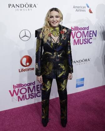 Madonna arrives on the red carpet at the Billboard Women in Music 2016 event on December 9, 2016 in New York City.  NYP20161209110 JOHNxANGELILLO